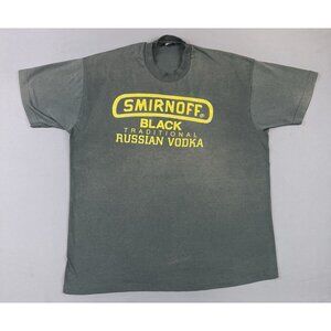 Vintage 80s 90s Smirnoff Black Traditional Russian Vodka Screen Stars XL Black T